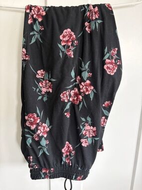 Amelia James Black Maxi Skirt with Pink Floral Print